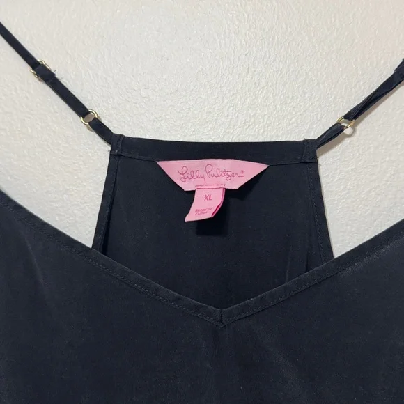 Lilly Pulitzer Dusk Silk Tank Top in Onyx Black Size XL - Picture 3 of 7